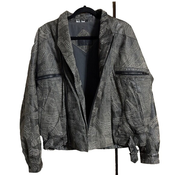 Vintage CHIA Leather Bomber Jacket Men’s Sz M Retro textured One of a kind
